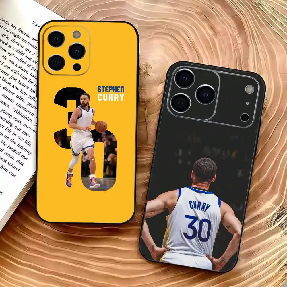 Funda para Teléfono 30 Stephen-C-Curry para iPhone 12 13 14 15 16 17 Pro Max, Ligera y Práctica, Cubierta Negra Suave