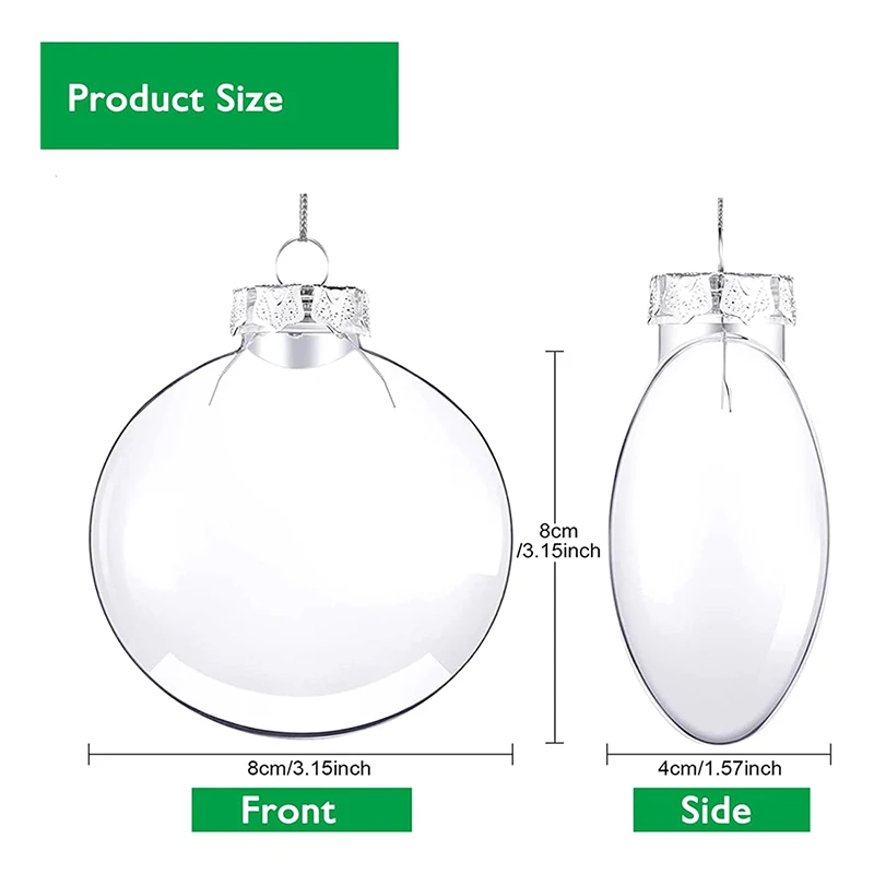 6/8/10cm Plastic Transparent Christmas Ball Home Xmas New Year Party Decoration DIY Clear Fillable Tree Hanging Pendant Ornament