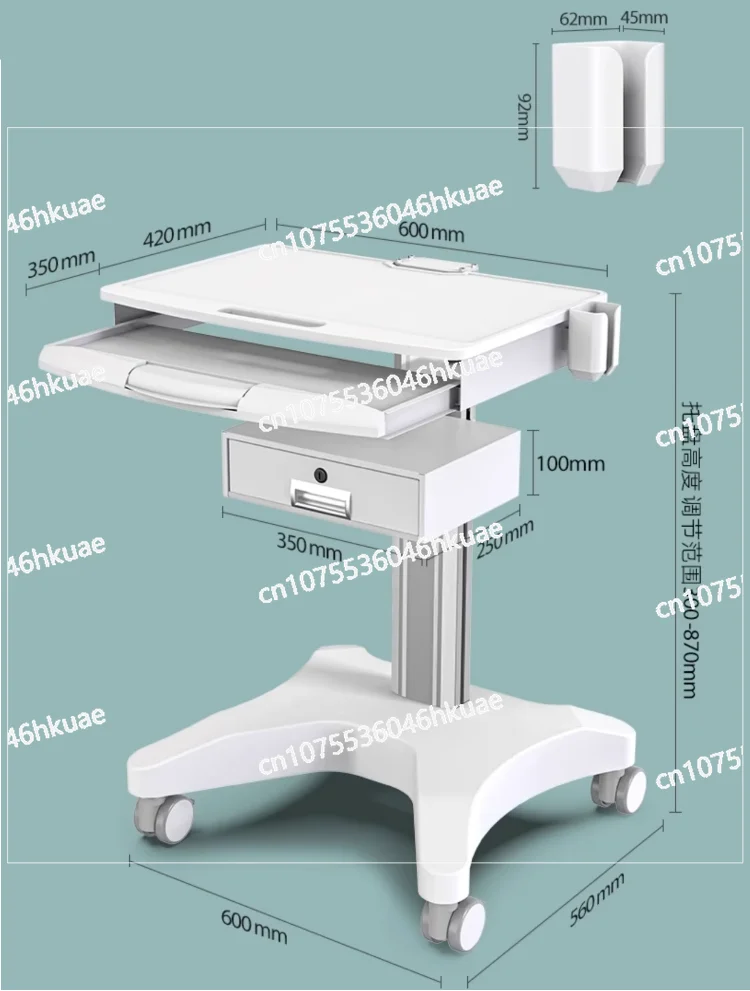 Oral mouth scanner cart, laptop mobile trolley, mouth scanner bracket cart