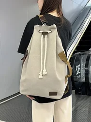 American-Style Canvas Backpack Shoulder Bag round  Retro Package Sport Gym Bag Backpack Bucket Bag Men рюкзак мужской mochila