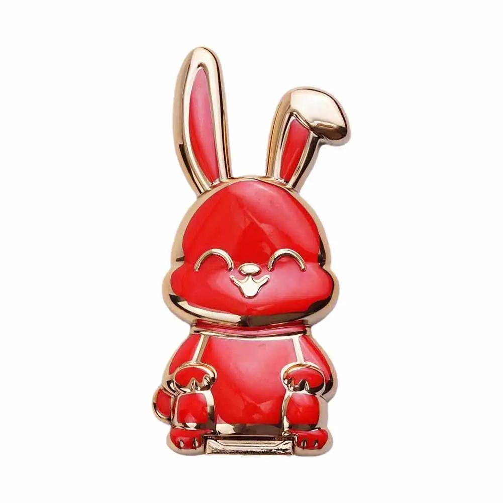 Universal Mobile Phone Holder Cute Rabbit Design Metal Stand Makeup Mirror Finger Phone With Cell Holder 2-in-1 E1l0