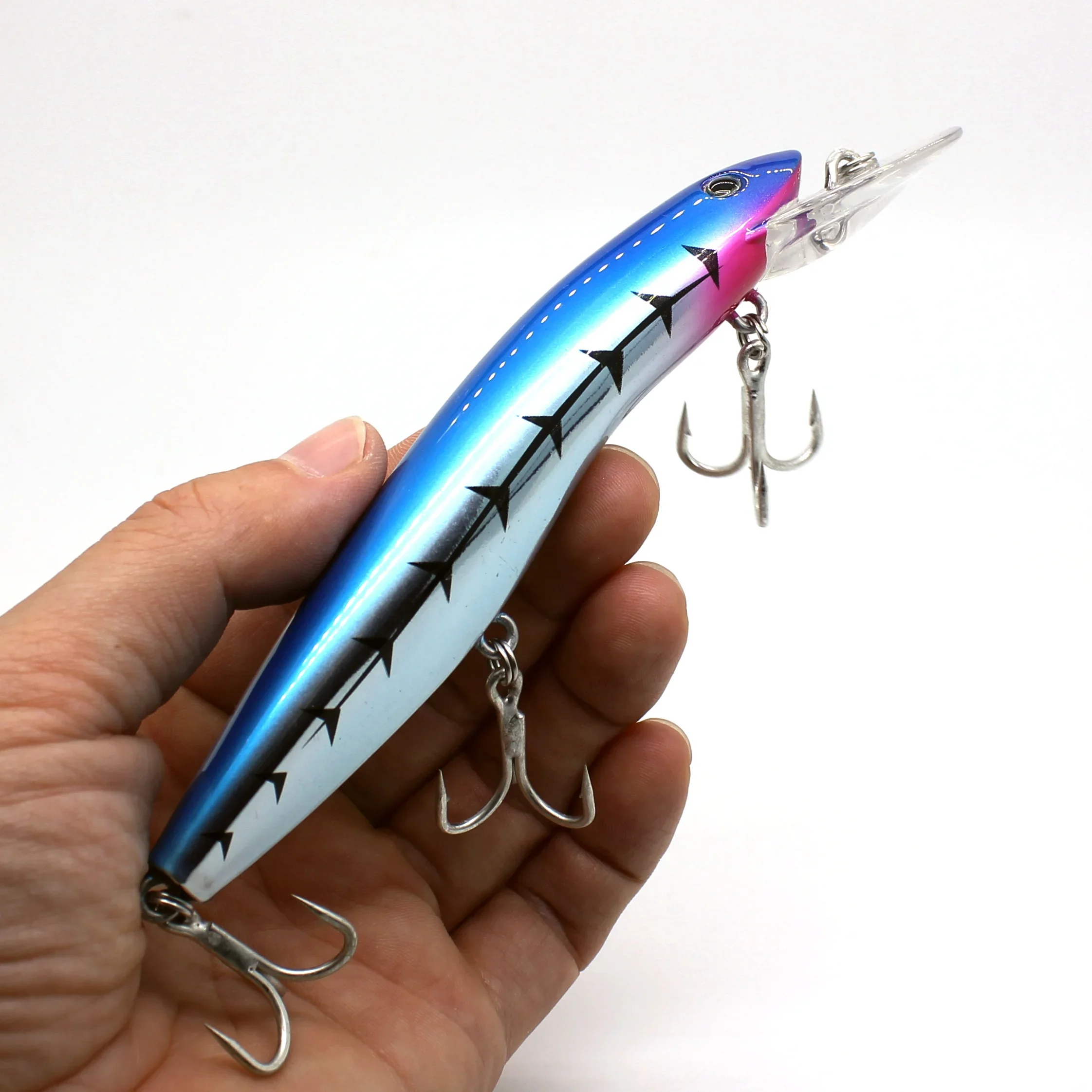 Floating Big Minnow Hard Bait, Jerkbait Rattle, Deep Sea Boat, Rock Lure, 4X Treble Hooks, Japan Quality, 125mm, 26g, 1Pc