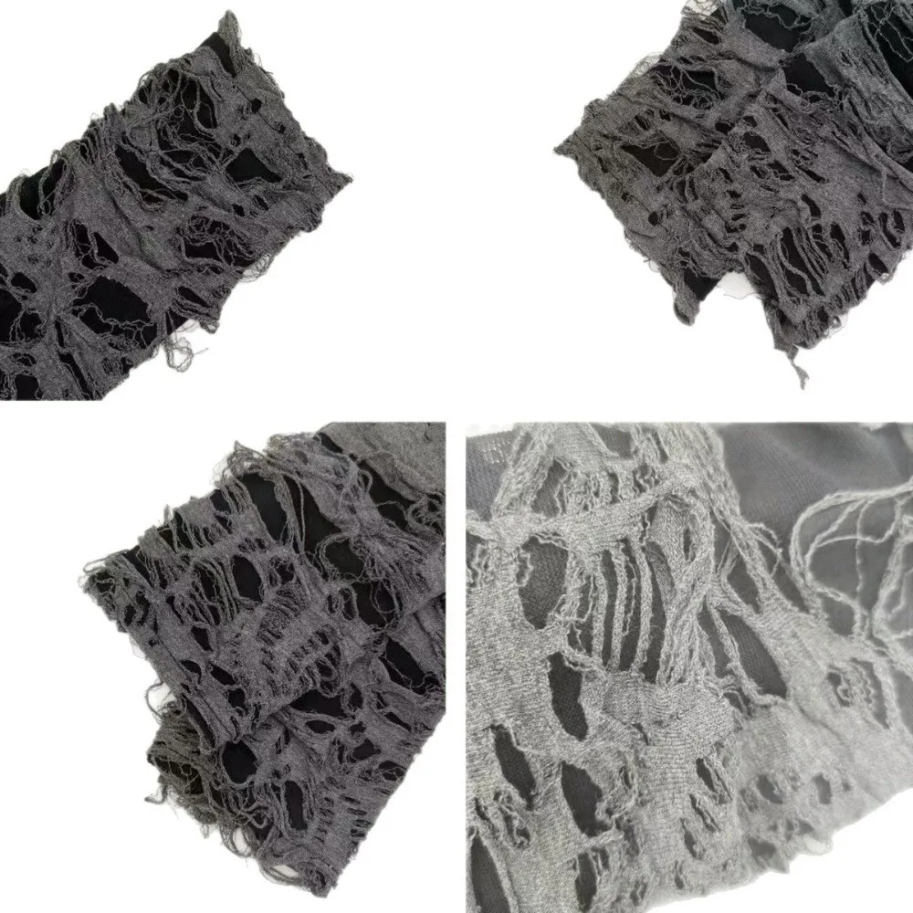 Fashion Gothic Style Fingerless Gloves Hollow Out Beggar Halloween Punk Gloves Breathable Tear Ripped Gloves Dance