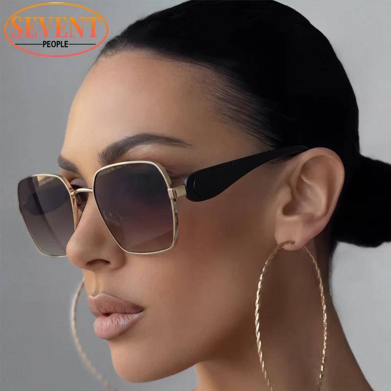 

Oversized Square Sunglasses Women 2026 Luxury Brand Designer Big Frame Gradient Lens Fashion Shades Trendy Sun Glasse for Lady