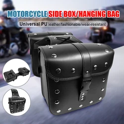 A Pair Motorcycle Saddle Bags Leather Saddlebags Side Storage Fork Tool Pouch Fit For Honda Shadow Suzuki Boulevard Sportster