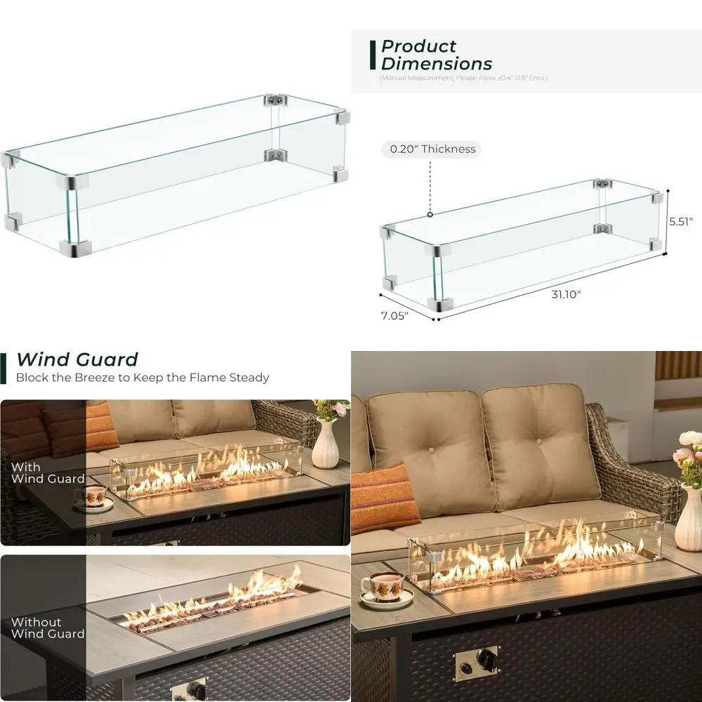 

Защитный экран для костровой чаши из прозрачного закаленного стекла 31,1 x 7,05 x 5,51 см с кронштейном