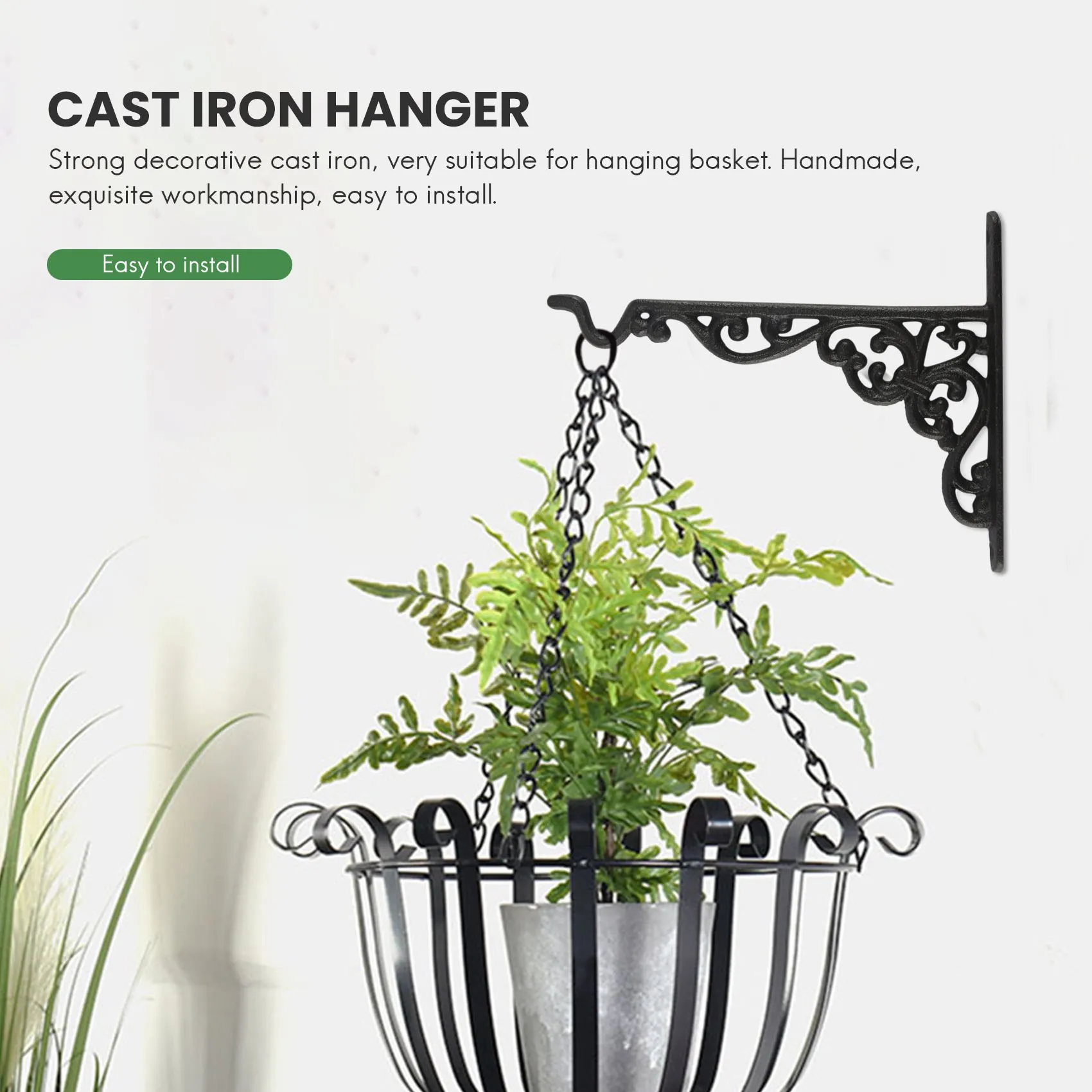 New Cast Iron Hanger Wrought Iron Garden Hook Flower Pots Basket Wall Hanger Bracket With Expansion Screw