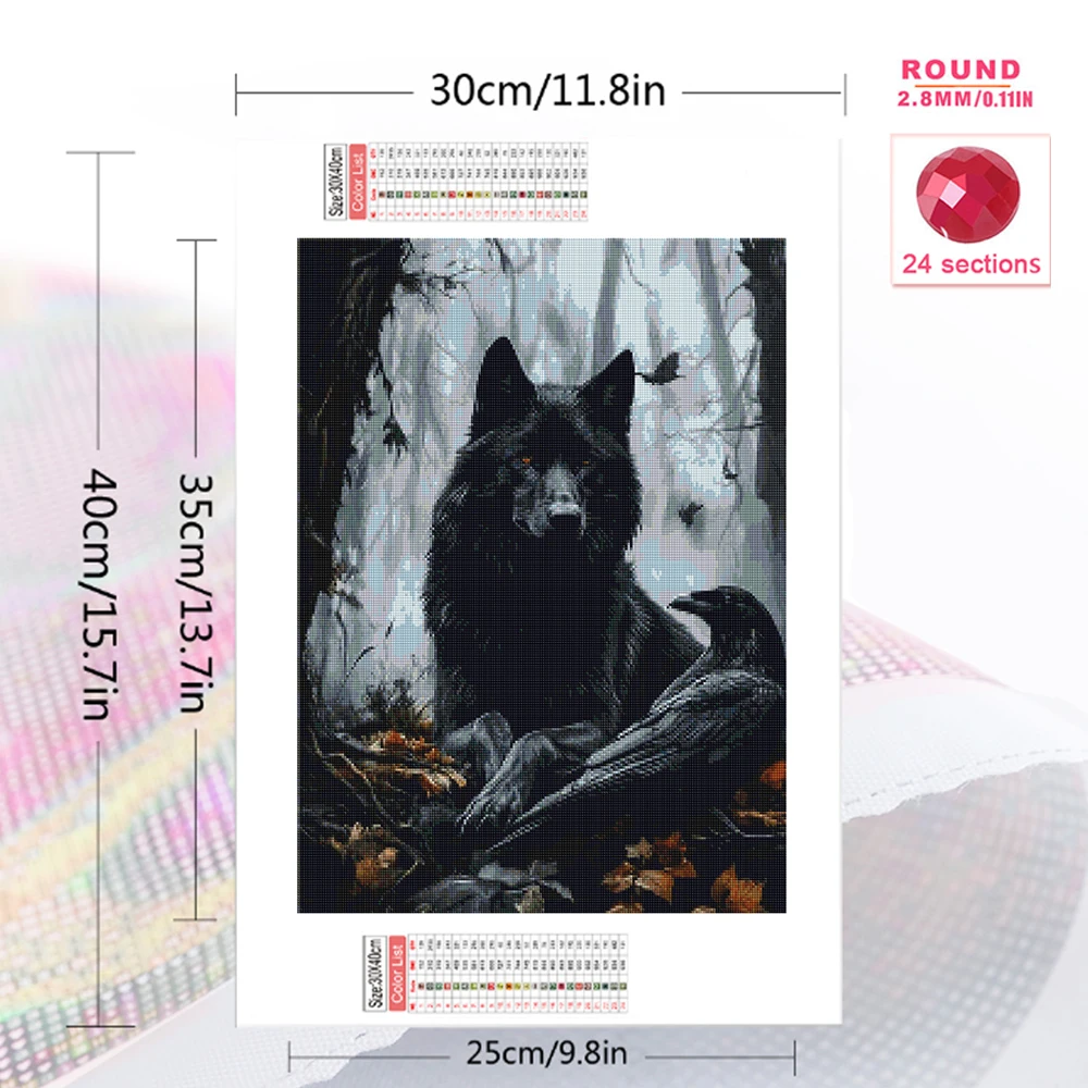 Momoart Diamond Mosaic Dog Animal Crow DIY Diamond Embroidery Wolf Painting Bird Craft Kit Picture of Rhinestones Decor for Home