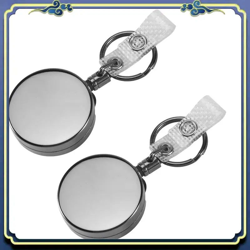 

Portable 2 Pack Mini Heavy Duty Retractable Badge Holder Reel, Metal ID Badge Holder With Belt Clip Key Ring For Name Card Keych
