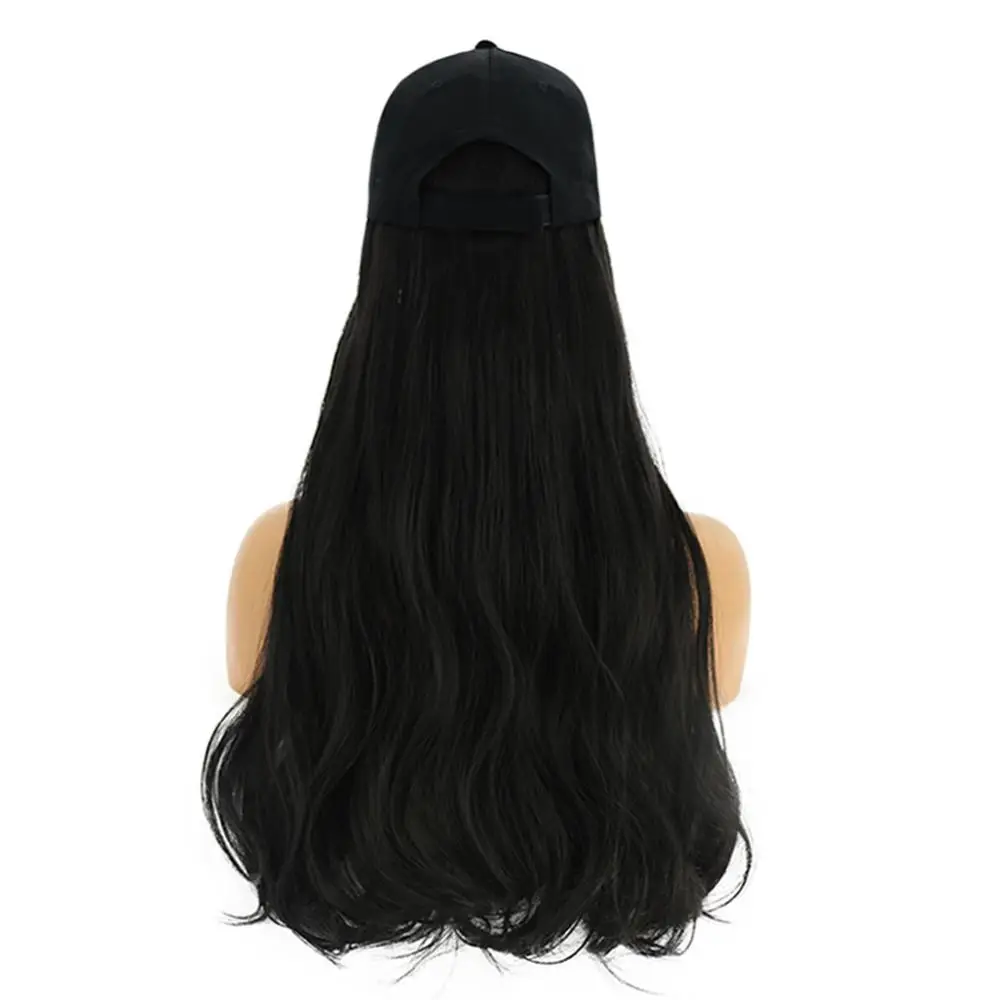 55cm Charming Women Lady Long Curly Synthetic Wig Hairpiece Hair Extension With Hat Hair Wig Cap Hip Hop Cap For Women Baseball