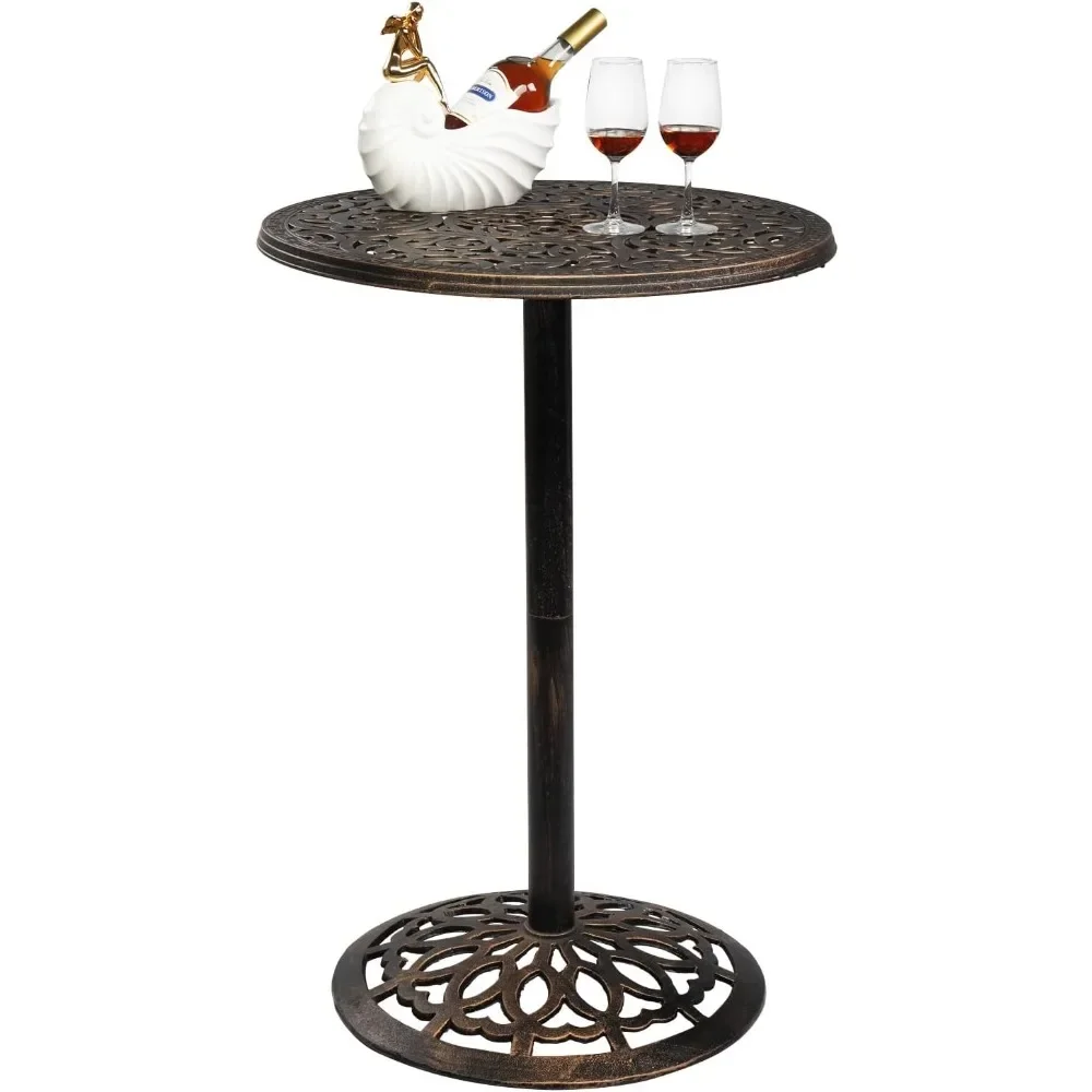 40 Outdoor Bar Table, High Top Table, Cast Aluminum Outdoor Pub Table 40-Inch Height, Round Bar Table Bistro Table