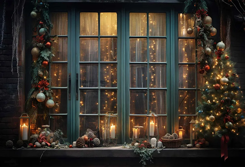 Mehofond التصوير خلفية الشتاء عيد الميلاد الرجعية نافذة الغرفة الستار عيد الميلاد الاطفال الأسرة صورة ديكور خلفية استوديو الصور