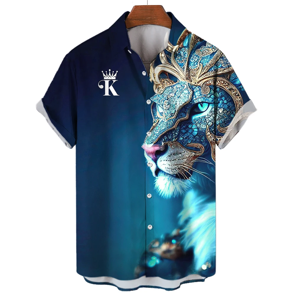 

Animal 3d Print Hawaiian Shirt Man Tiger Men's Shirts Colorful Fashion Daily Caucal Shirt Men Summer Shirts Street Men Clothing