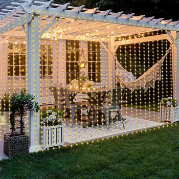 Zonnegordijn Lichtslingers 2024 Kerst Led Verlichting Buiten Groot Voor Verjaardag Bruiloft Patio Tuin Sprookjesachtige Licht Decoratie