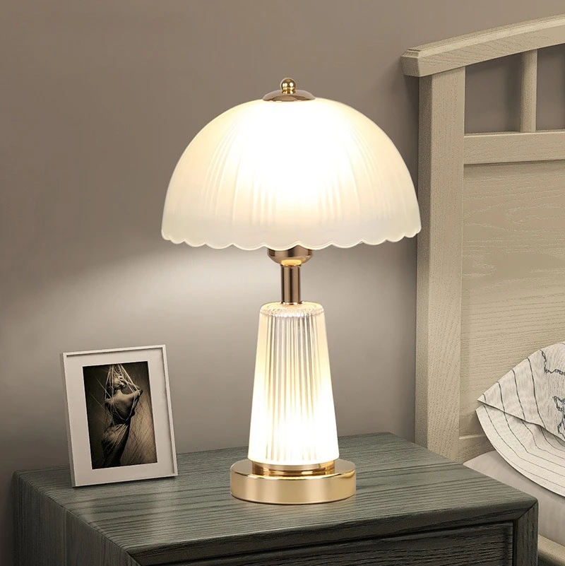 

American Modern Glass Table Lamp - Bedside Mood Lighting with Gift-Ready Design | Stylish Nightstand Decor for Bedroom