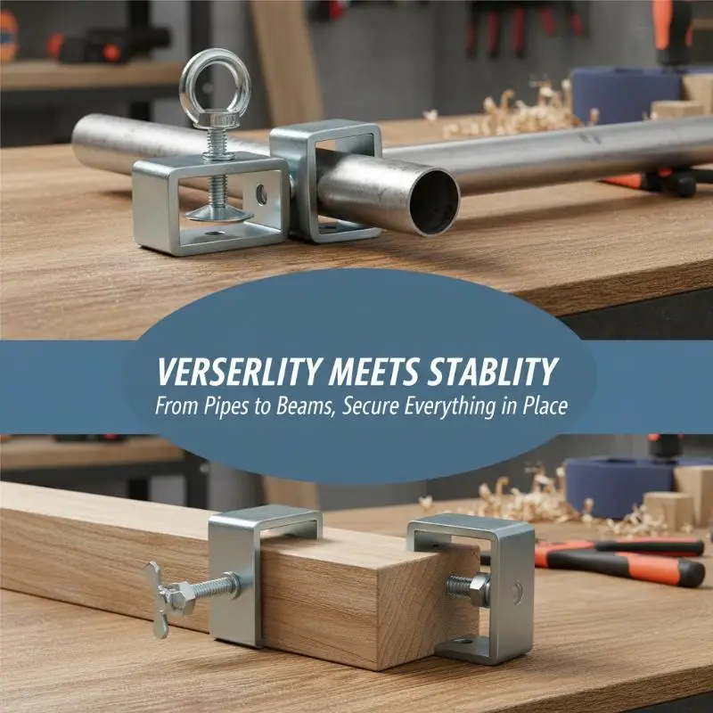 1PC Carbon Steel C-clamp Steel Pipe Square Clamp Corrosion-resistant Rust-proof Adjustable Fixed Holder Clip Hardware Fasteners