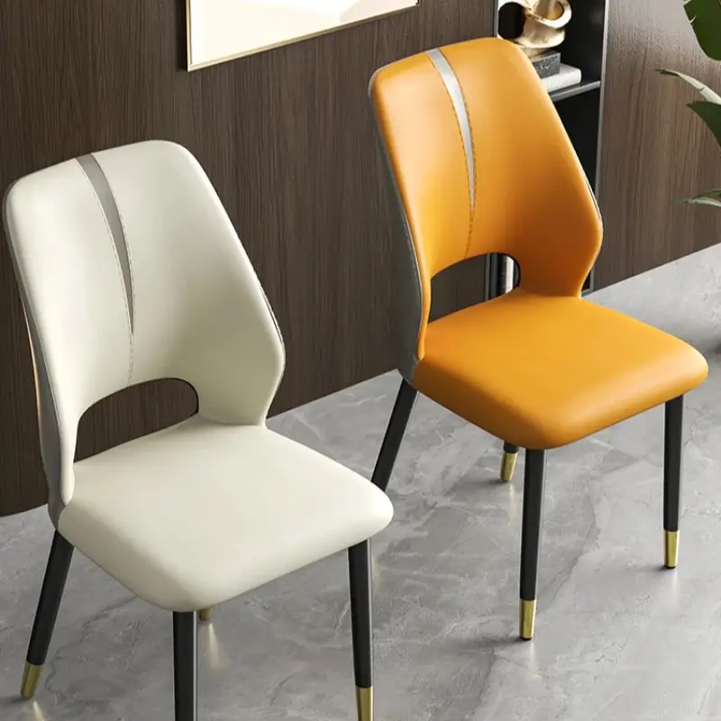 

Dining Chairs Minimalist Leather Modern Restaurant Backrest Stool Kitchen Design Cafe Chair Study Vanity Chair Home Furniture