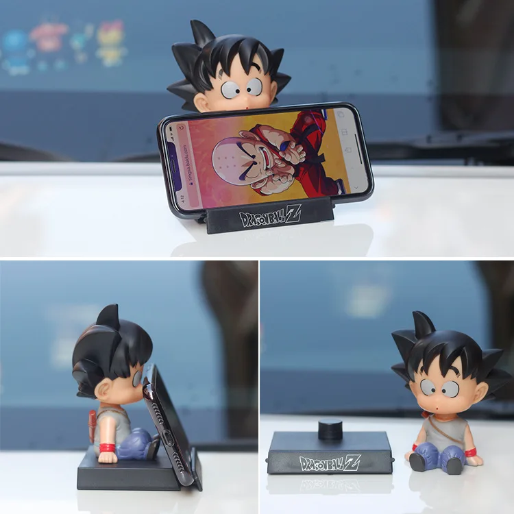 Anime Dragon Ball Z Goku Kuririn pouruszająca głową lalka Son Goku pcv akcja figurka postaci uchwyt telefonu uchwyt dekoracji samochodu prezent