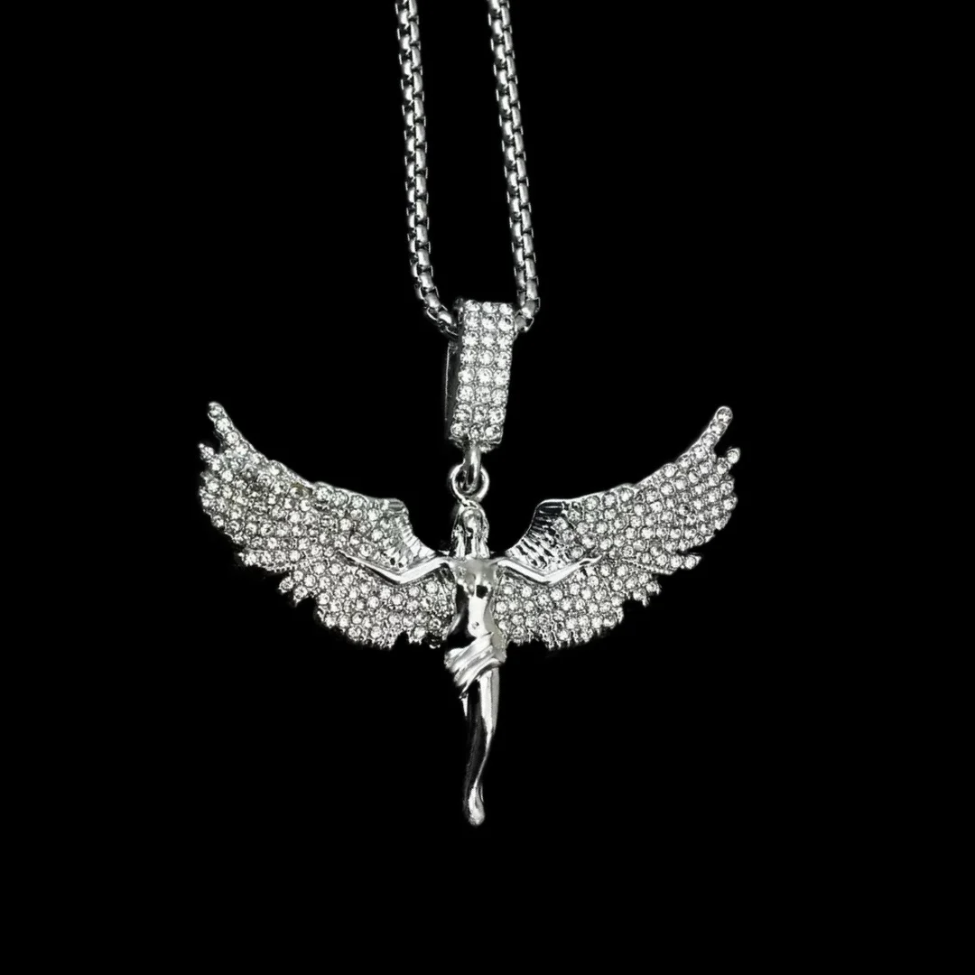 New Angel Goddess Wings Zircon Pendant Necklace For Women Men Trend Elegant Choker Neck Chain Jewelry Hip Hop Gift Party 2026