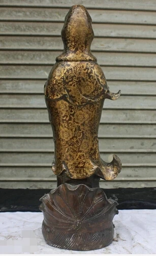 Fast shipping 20 inch Chinese Culture Folk Fengshui Pure Brass Copper Statue Kwan-Yin GuanYin Buddha