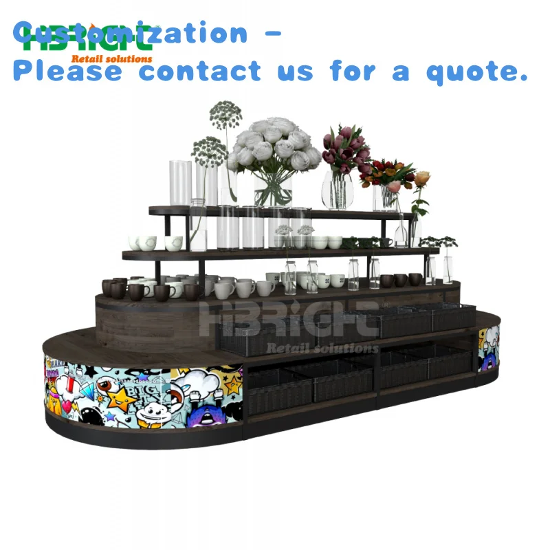 

custom.Newly Designed Customized Color Heavy Duty Wood & Metal Economical Large Capacity Supermarket Grocery Store Display Rack