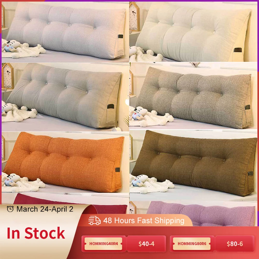 

Latest Cotton Linen Big Backrest Waist Cushion Triangle Backrests Double Long Pillows Sofa For Support Pillow Bed Back Bedside