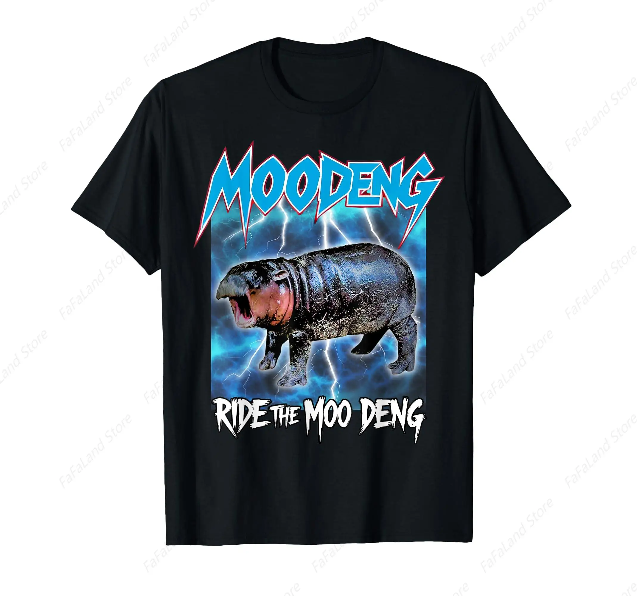 Летняя хлопковая футболка для мужчин и женщин Moo Deng Hippo Ride The Moo Deng