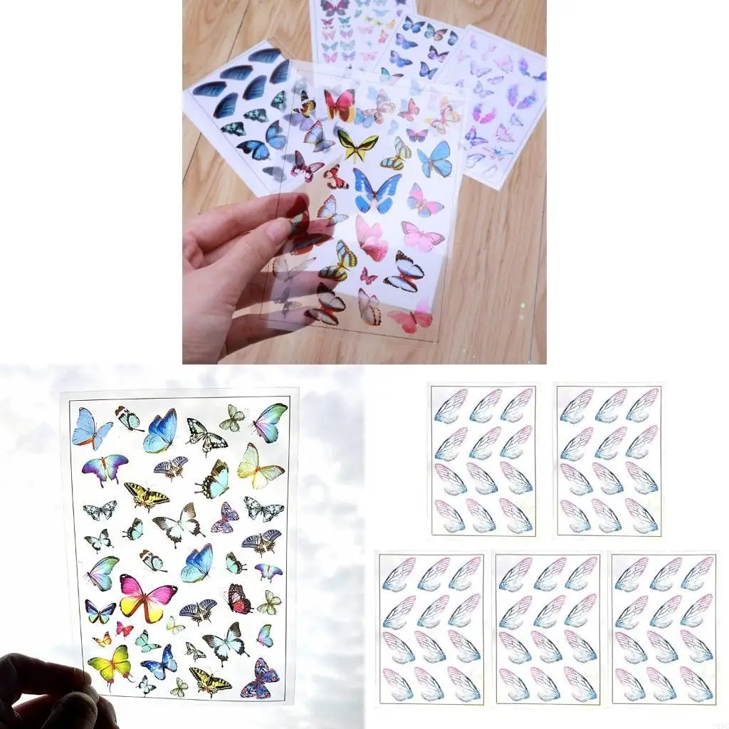 195C 5 Sheets for Butterfly Stickers Art Decorations Crystal Epoxy Resin Mold Fi