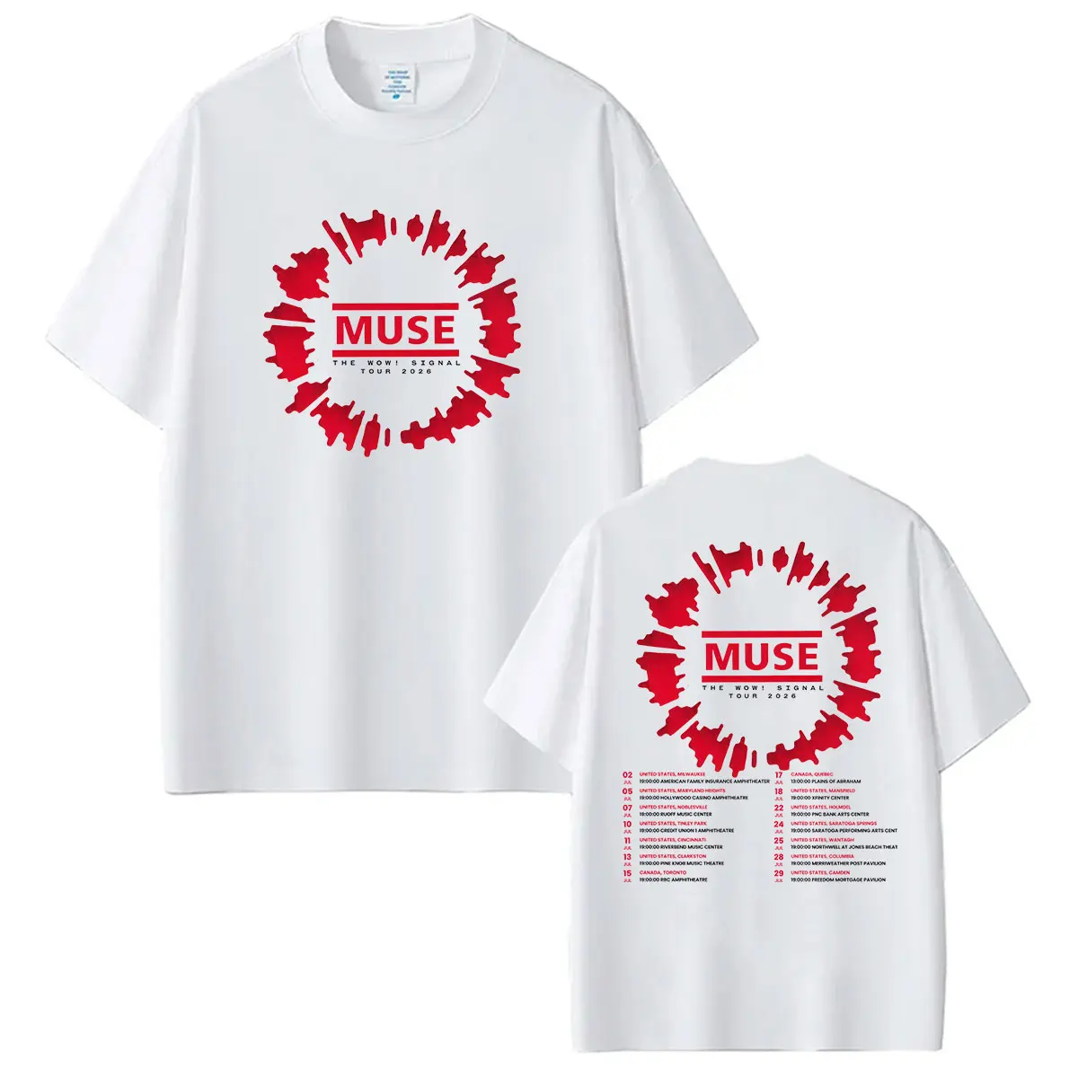 Rock Band MUSE The Wow! Signal Tour 2026 Fans T Shirt Men's Vintage Oversized Cotton T-shirt Man Hip Hop Gothic Clothing Tshirts