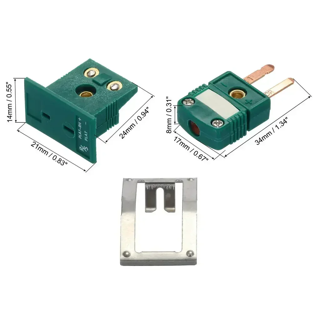 R/S Type Thermocouple Connectors Male Plug with Panel Socket Dark Green SMPW adapter