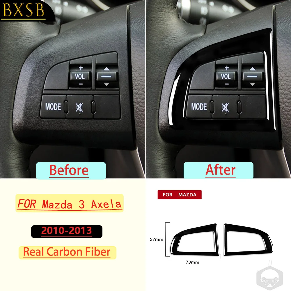 For Mazda 3 Axela 2010-2013 Car Steering Wheel Frame Trim Real Soft Carbon Fiber Interior Accessories Decoration Stickers