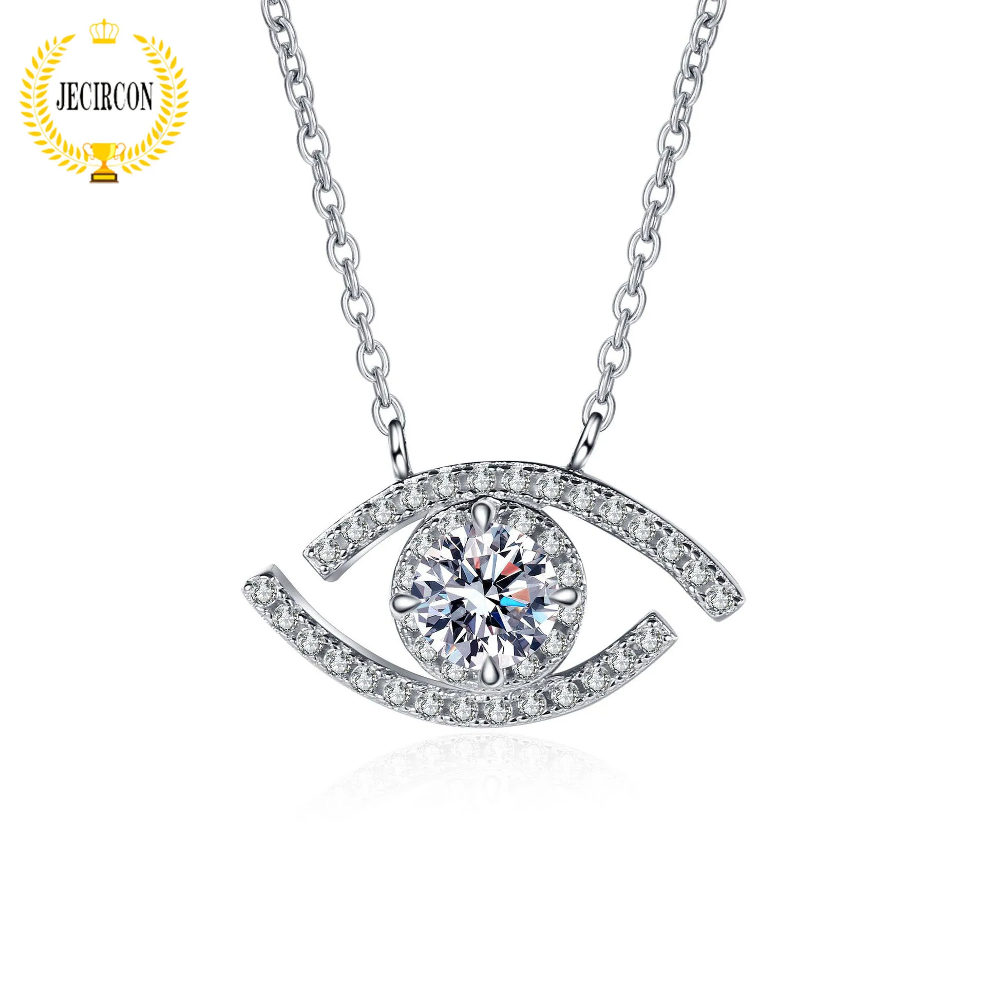 

JECIRCON 925 Sterling Silver Necklace 0.5 Carat Moissanite Devil Eye Pendant Korean Fashion Ins Diamond Accessories for Women