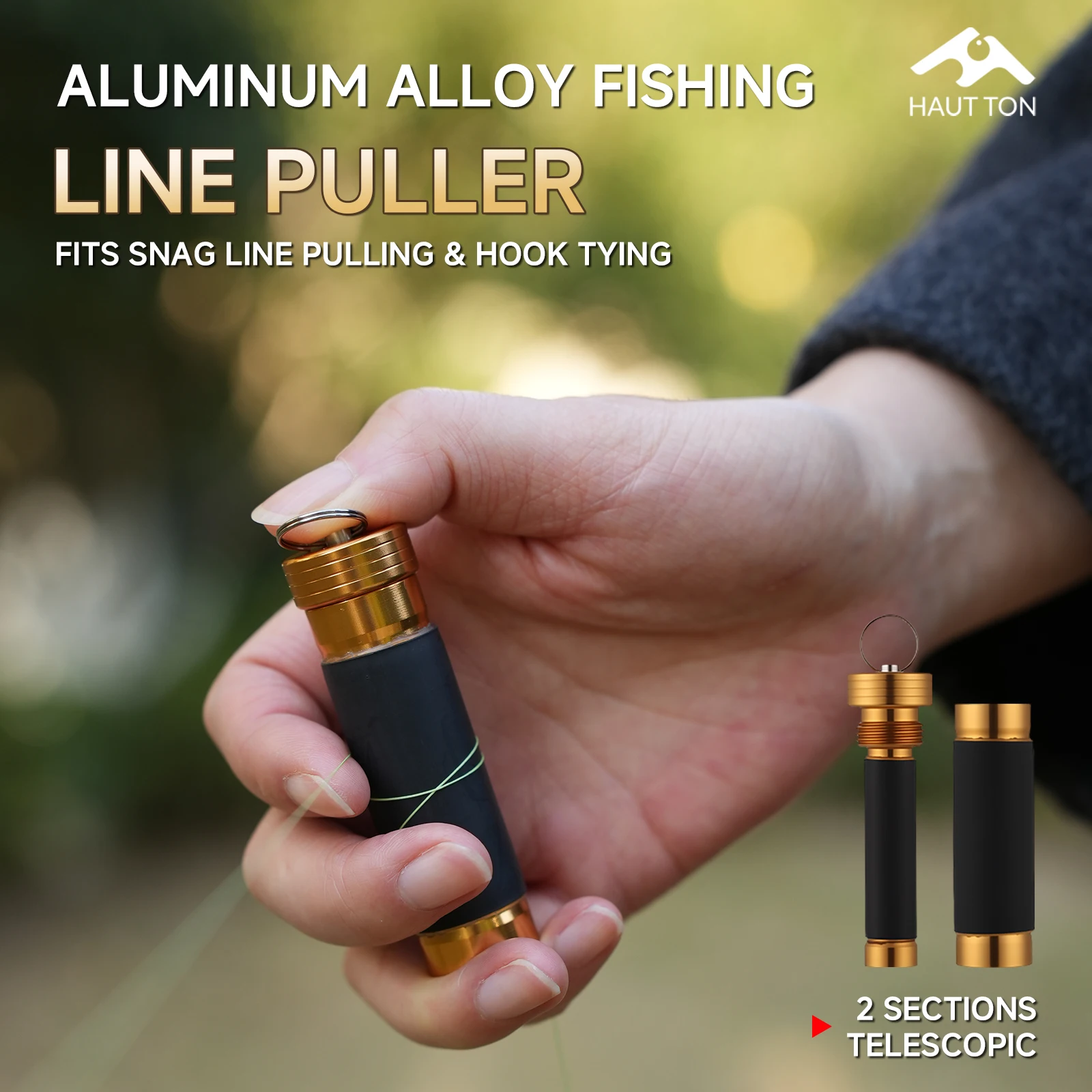 HAUT TON Portable Aluminum Alloy Fishing Line Puller GT/PR/FG Knot Assistant Anti-Slip Lightweight Tool Suitable for Enthusiasts
