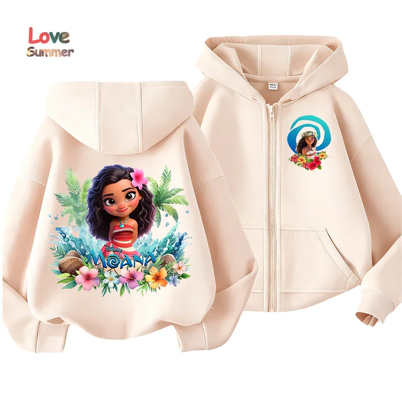 سترة ديزني موانا 2 للأطفال معطف فتاة أنيمي الكرتون المطبوعة سترة واقية مقنعين الموضة العصرية Kawaii ملابس أطفال هدية