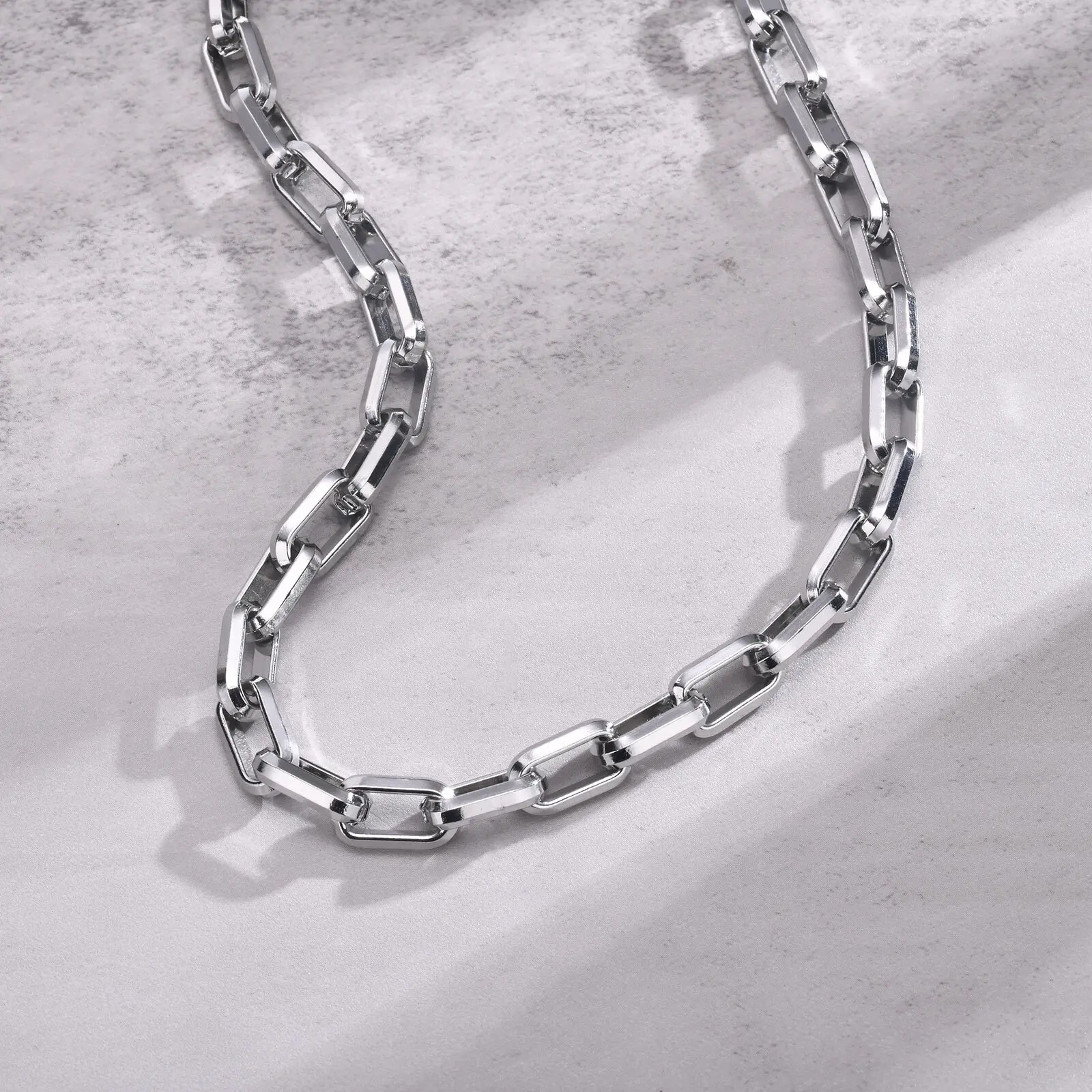 50/55/60cm Bold Rectangle Chain Necklaces for Men Boys,Chunky 9.2mm Square Stainless Steel Collar,Cool Rock Punk Jewelry Gifts