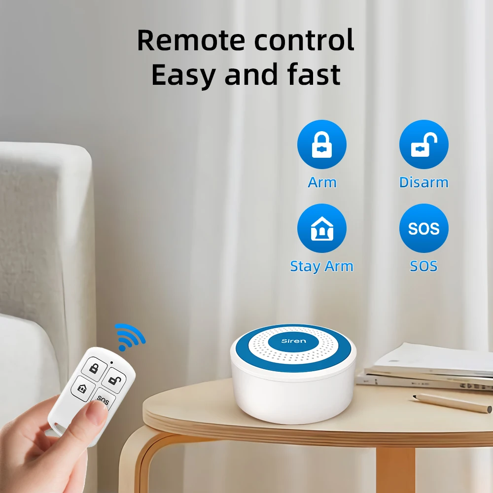 Sirena estroboscópica para interiores, minisirena de luz de 433MHZ, de sonido de seguridad para el sistema de alarma hogar con Sensor PIR para