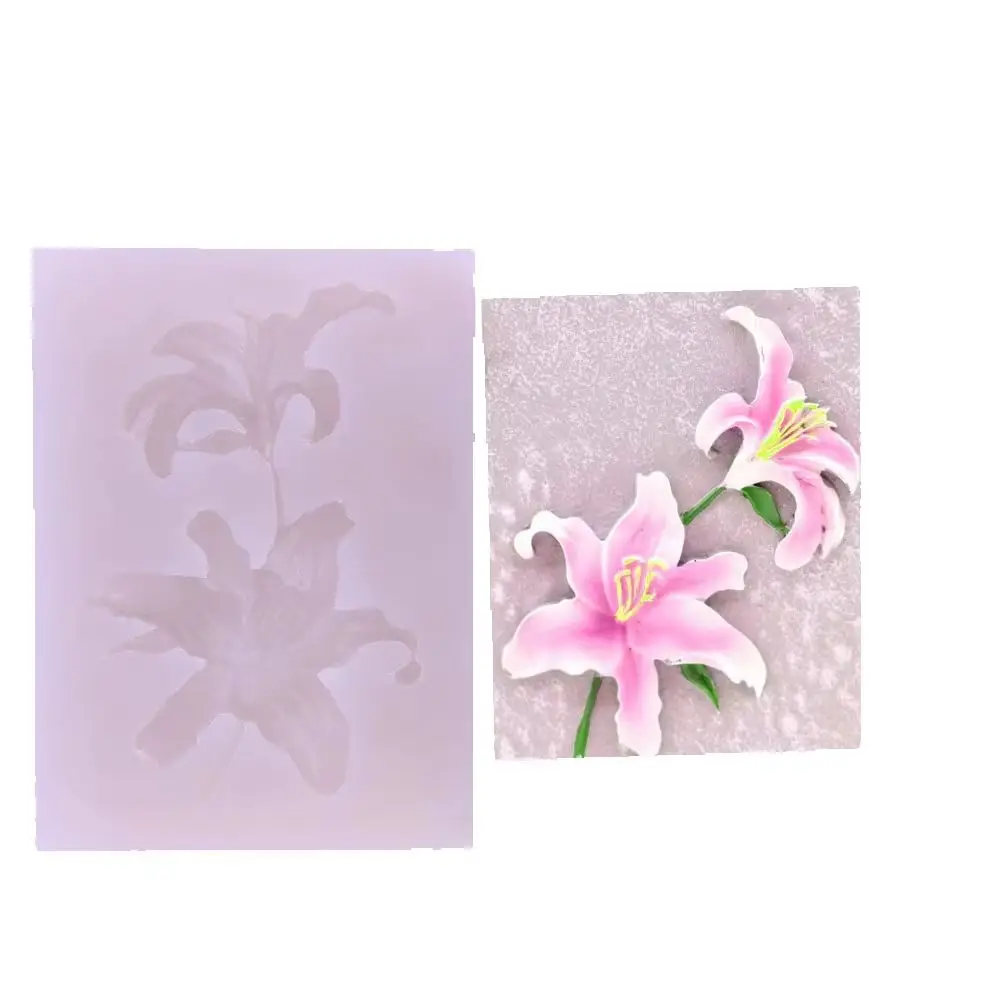 

Lily Silicone Mould Relief Flower Fondant Icing Cake Decorating Candy Chocolate Sugarcraft Mold DIY Clay Resin