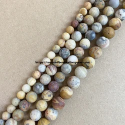 Natural Stone Matte Crazy Agate Round Loose Beads 15