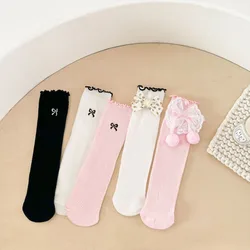 Spring and Summer Thin Girls Sweet Cute Lace Bow Fashion Comfortable Breathable Children's Mid-tube Socks