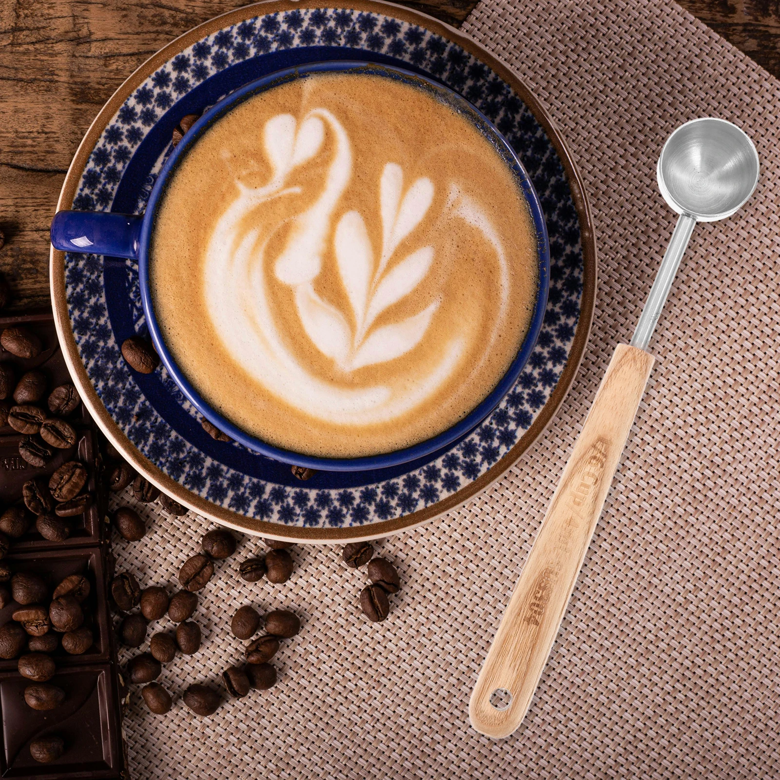 

8Ml Measuring Spoon for Coffee Stainless Steel Wood Handle Scoop Ground Coffee Baking Cooking Silver Precision Metal Spoon