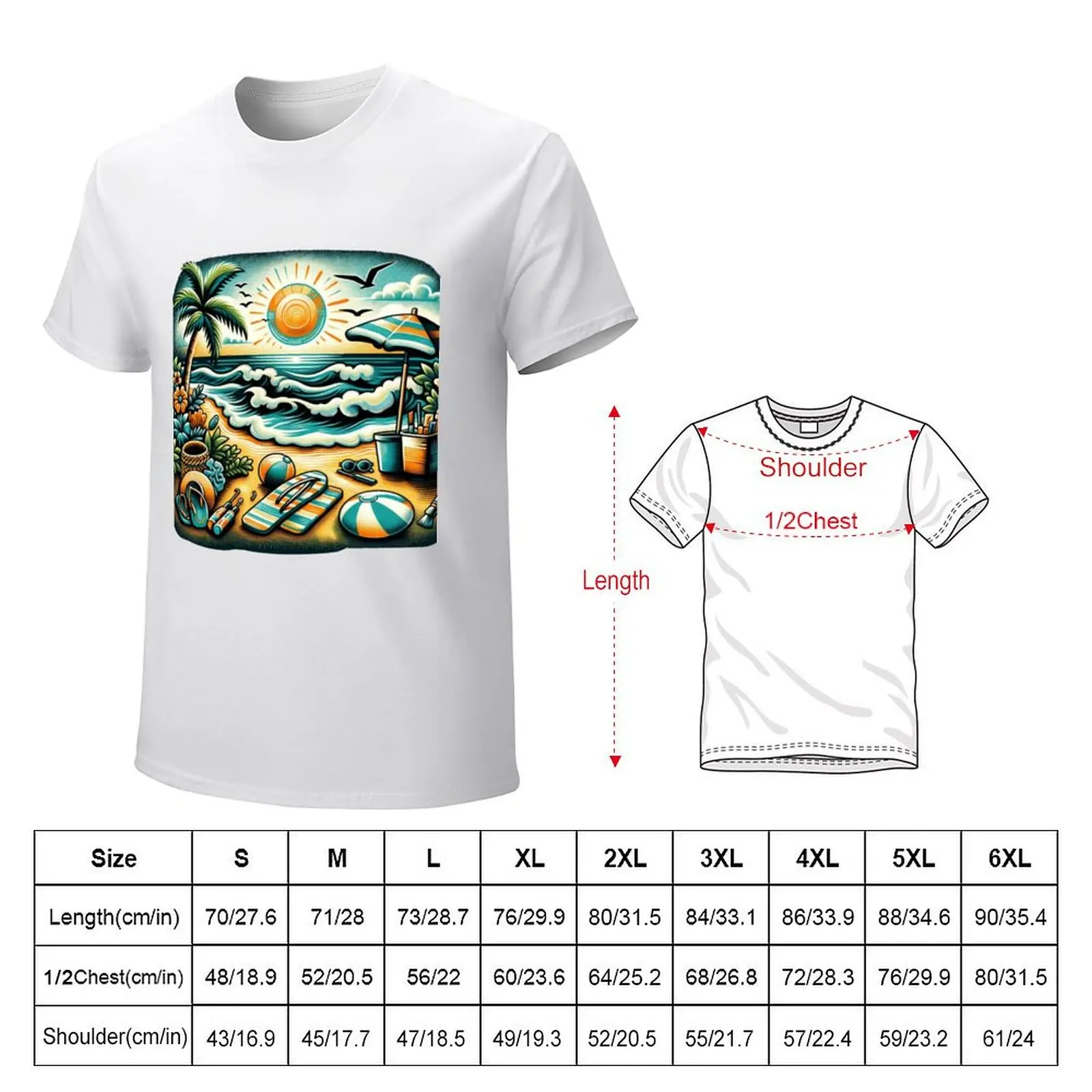 Seaside Serenity T-Shirt boys whites Aesthetic clothing Short sleeve tee t shirts for men cotton