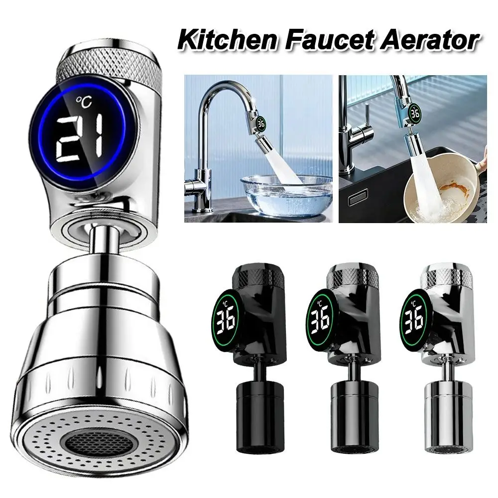 

New Anti-splash Kitchen Faucet Aerator 360 Degree Swivel with Temperature Display Tap Water Filter Kitchen Sink Faucet Extender