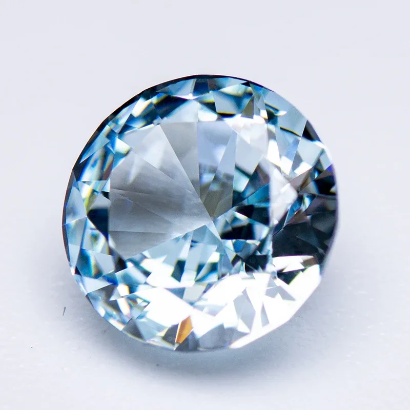 Z-Hot Sell Cubic Zirconia Crushed Ice Cut No Certificate Round Shape Ice Crystal Blue Color Charms Beads Jewelry Making Bracelet