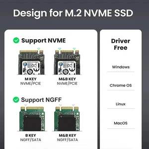 Casing SSD M2 Adaptor Penutup SSD SATA NVMe M. 2 10Gbps Penutup Eksternal USB 3.2 Gen2 USB C Mendukung Tombol M dan B dan B&M 10 ssd thunderbolt penjualan terbaik - №