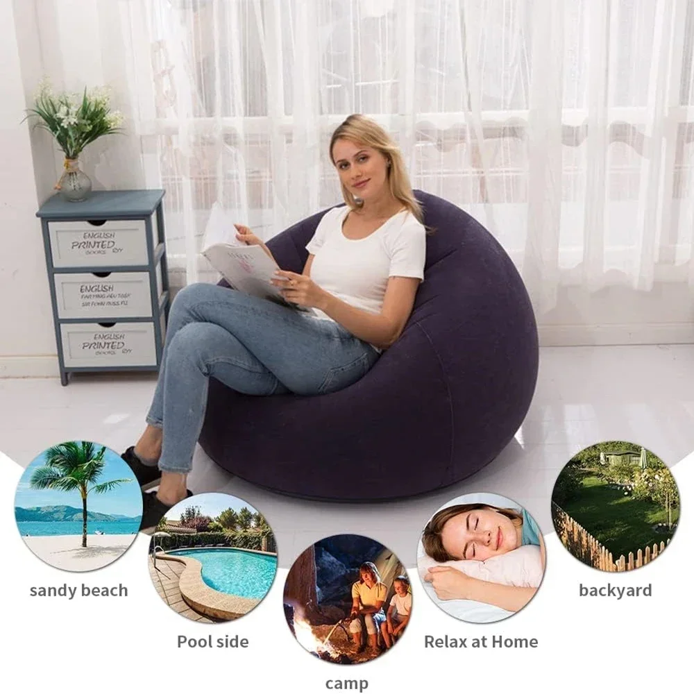 Inflatable Lazy Sofa, Single Person Lazy Chair, Foldable Outdoor Leisure Sofa Bed