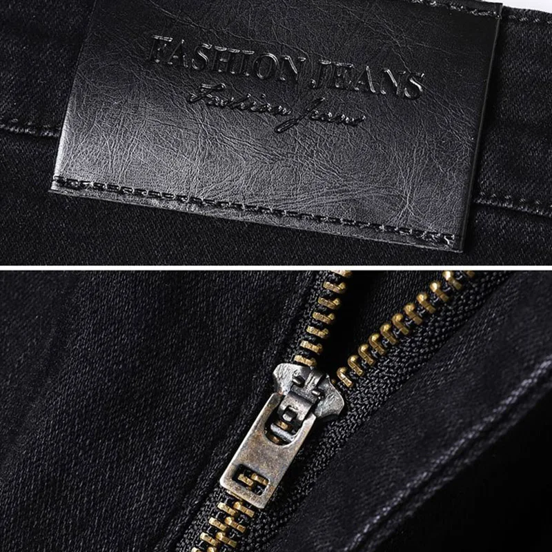 جينز كلاسيكي جديد للرجال لعام 2025 سروال دينم مناسب للأعمال ملابس يومية بأرجل مستقيمة أسود ورمادي بلون واحد