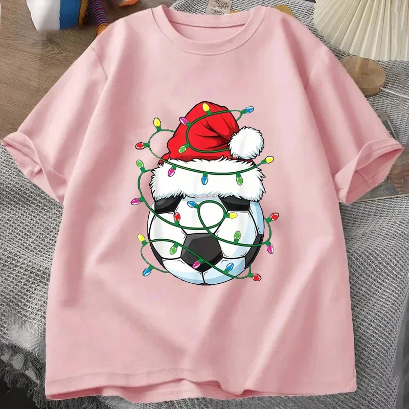 Christmas Lights & Soccer T-Shirt Summer Men's Tracksuit O-Neck Pullover Tops Breathable Sportswear Harajuku Fashion Streetwear