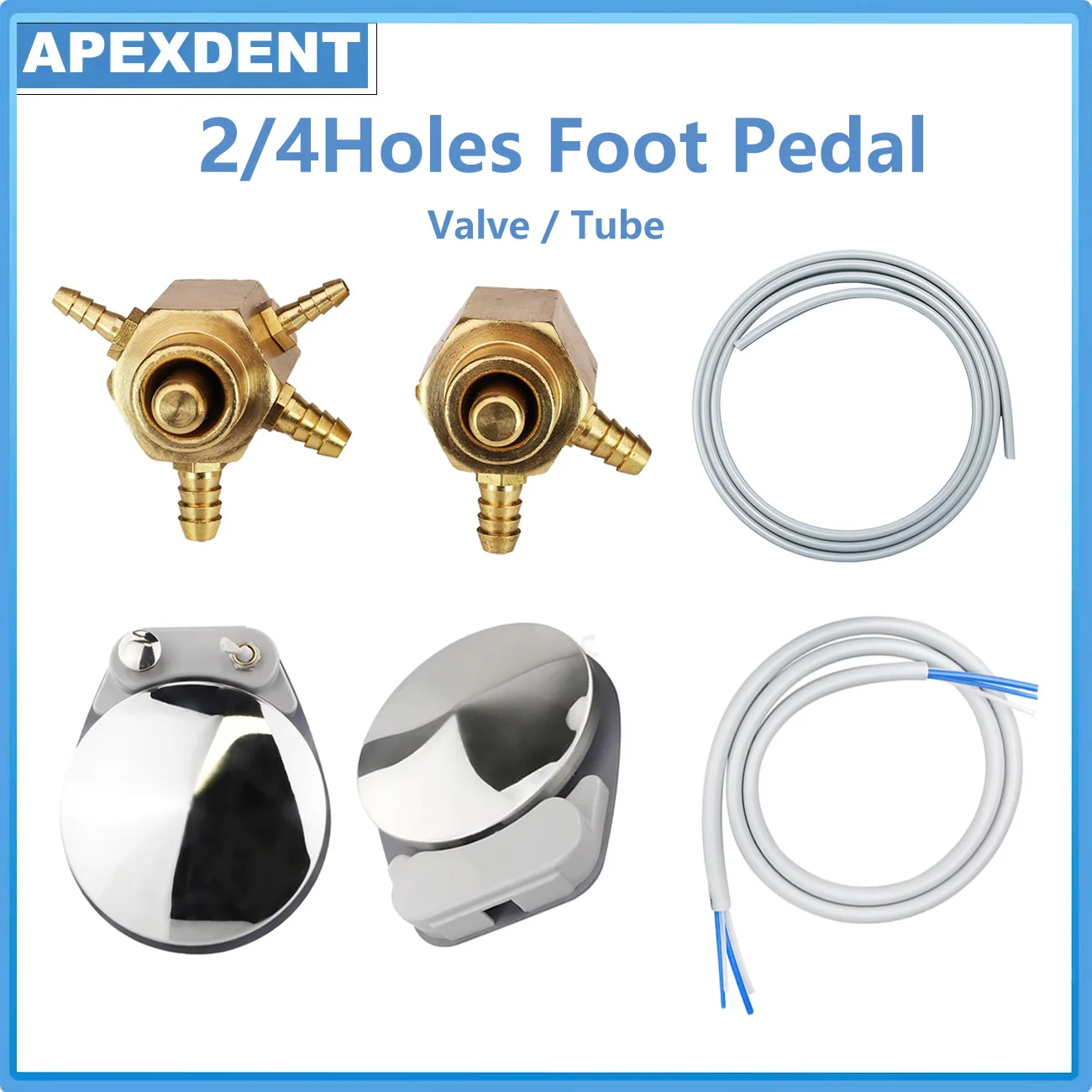 1Pc Dental Foot Pedal Valve 2/4Holes Foot Control Switch Connector Tube For Dentist Chair Unit Spare Parts Dentistry Accessorry
