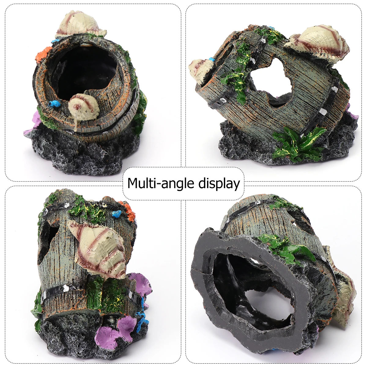 

Shell Barrel Fish Tank Decoration Aquarium Ornament Hiding Cave Craft Resin Design Landscape Enhancement Fish Shelter