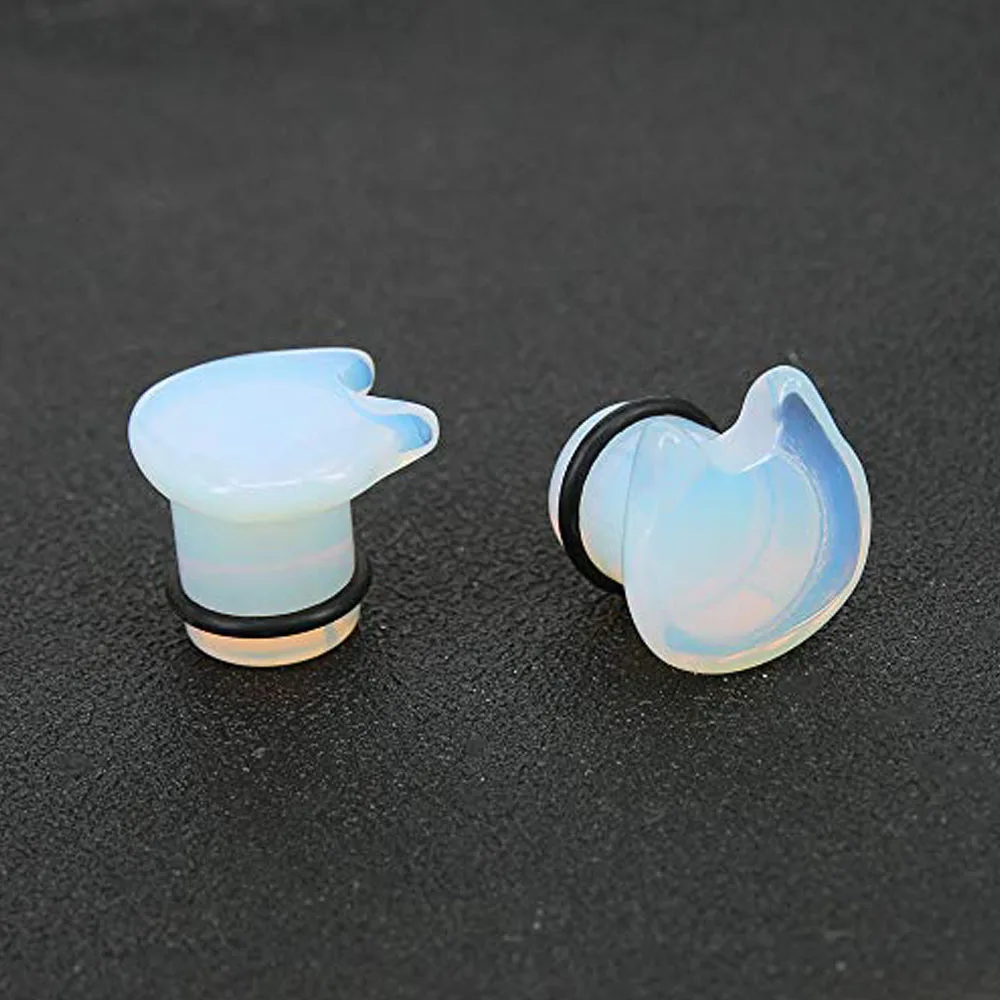 1PC Cute Cat Natural Organic Stone Ear Plug Single Flare Ear Tunnel Gauge Stretched Ear Expander Piercing 6-16mm